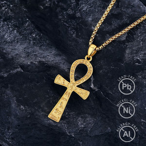 Changda Ancietnt egitto amuleto gioielli in oro placcato 925 in argento Sterling Goth da uomo egitto Vintage croce Ankh collana pendente - Product Image 4
