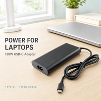 Chargeur USB-C compact 130W, taille mini 93x40x26mm, boîtier ABS, adaptateur d'alimentation portable pour ordinateur portable