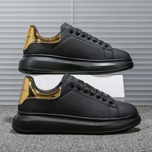 Chaussures de sport décontractées en cuir PU à plateforme pour hommes, à semelle épaisse et rehaussante, unisexes, blanches - Product Image 4