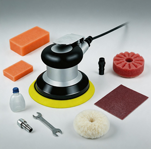 5 inches Air Polisher Kit 12000RPM Pneumatic <b>Buffer</b> 0.3m³/min Consumption with Wool/Sponge <b>Pads</b> 13pcs Car Waxing Machine - Product Image 4