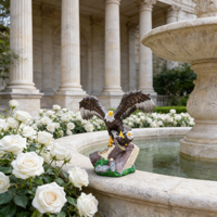 Statue de jardin en résine d'aigle chauve double - Design à ailes déployées, parfait pour la décoration de patio et l'ornement de jardin sur le thème de la faune