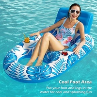 Fauteuil gonflable multifonctionnel en forme de feuille d'érable pour enfants, bateau flottant en PVC avec porte-gobelet et lit flottant en maille pour l'été