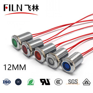 FILN 12mm <span class=keywords><strong>16mm</strong></span> LED मेटल इंडिकेटर लाइट 12v वॉटरप्रूफ सिग्नल लैंप नीला लाल LED धमाका प्रूफ पायलट लाइट इंडिकेटर - Product Image 2