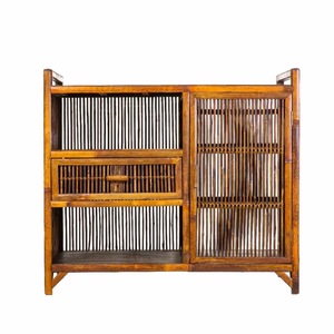 Bamboo Tea Cabinet With Storage Shelves And Drawer For Tea Ceremony Home Furniture Display Rack - Product Image 2