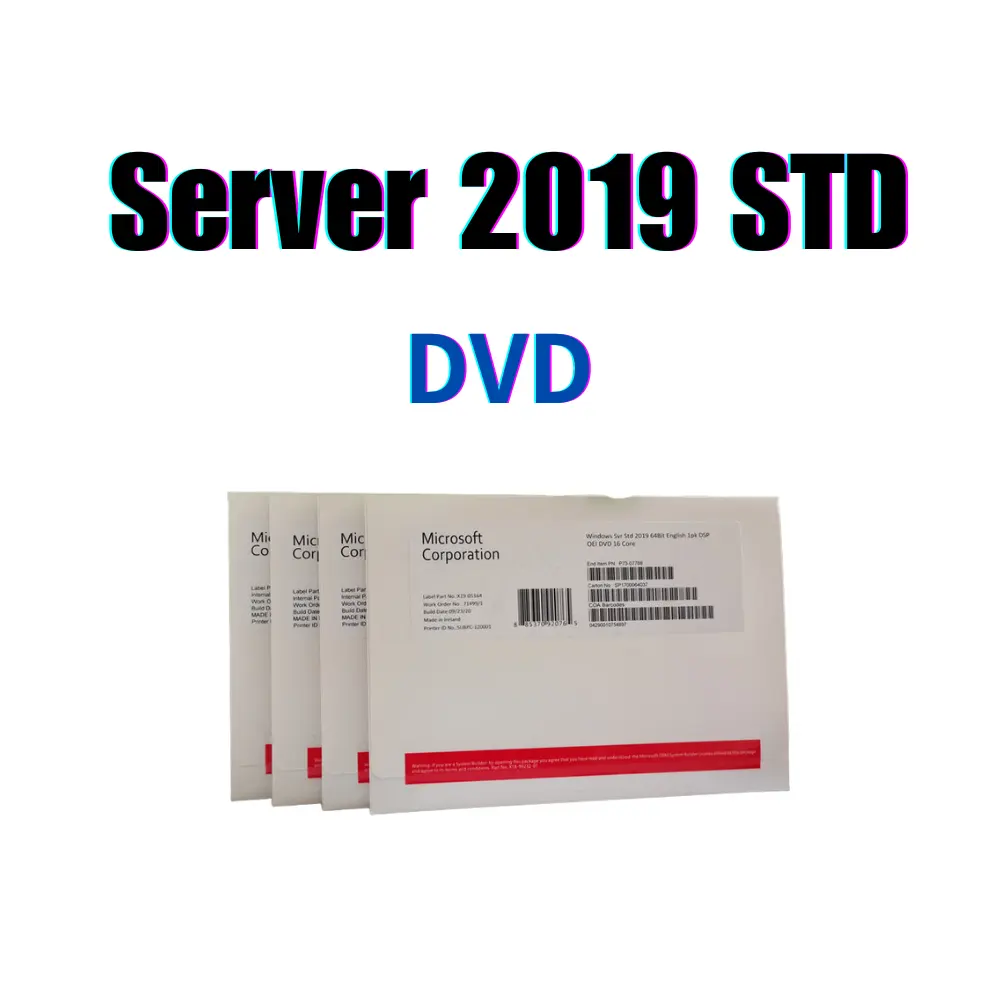 Win Server 2019 Standaard Oem Volledige Dvd Engelse Versie Windows Sever 2019(1 Pack = 5 Pcs) Win Sever 2019