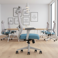 Chaise de bureau ergonomique confortable avec dossier lombaire rembourré, en mousse et tissu, pivotante, inclinable, de direction, pour le travail, l'ordinateur, les conférences, le bureau