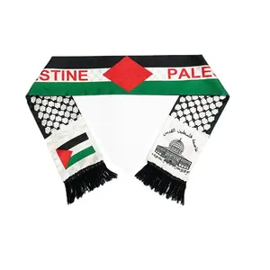 Syal bendera Palestina LOGO kustom promosi sangat populer baru 2024 untuk syal penggemar sepak bola rajut