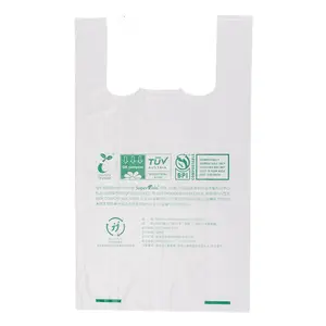 Weiße Farbe harte Dicke Kunststoff Supermarkt T-Shirt Griff Einkaufstasche Transparente Tasche Plastiktüte