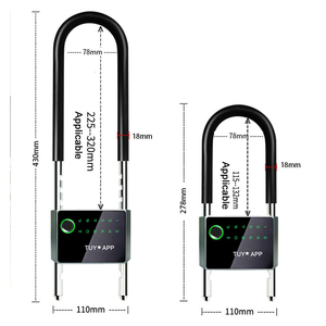 Serrure de sécurité numérique à <span class=keywords><strong>code</strong></span> pour porte en verre avec empreinte digitale, grand <span class=keywords><strong>cadenas</strong></span> en U étanche anti-effraction et anti-vol - Product Image 5