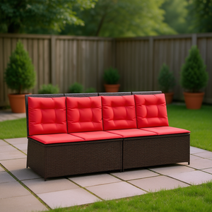 Banc de jardin en polyrotin 4 places, mobilier de patio extérieur, design moderne et durable - Product Image 3