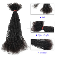 Kuncir Rambut Dreadlocks Interlock Cheveux Naturel Tebal 0,2cm, Panjang 4-32 Inci, 100% Rambut Manusia, Micro Inter Curly Locs untuk Orang Kulit Hitam