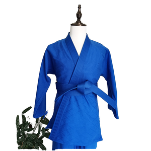 Kimono de Judo Unisex 100% Algodón Suave Azul Blanco con Logotipo Personalizado, Uniformes de Entrenamiento - Product Image 1