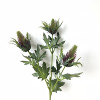 Buket Pernikahan Rustic Simulasi Bunga Eryngium Planum, Hiasan Tengah Meja, Tanaman Bunga Eryngo Biru Buatan