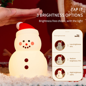 Veilleuse LED Bonhomme de Neige de Noël en Gros, Rechargeable par USB, en Silicone Souple, Lampe Tactile <span class=keywords><strong>D</strong></span>écorative pour Chambre <span class=keywords><strong>d</strong></span>'Enfants - Product Image 3