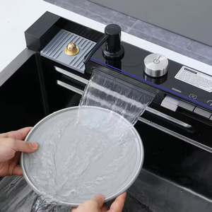 304 Évier de cuisine à bol unique avec égouttoir Ss High Tech Évier de cuisine à bol unique Évier de cuisine en verre blanc avec lave-vaisselle - Product Image 5