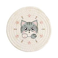 Tapis tressés pour boissons, sous-verres ronds tissés à la main, sous-verres de bureau absorbants en coton, sous-verres résistants à la chaleur