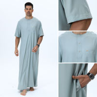 Jubah musulmane modeste du Qatar de haute qualité, nouveau design, Thobe avec poches, couleur unie, Robe Thawb pour hommes M0120