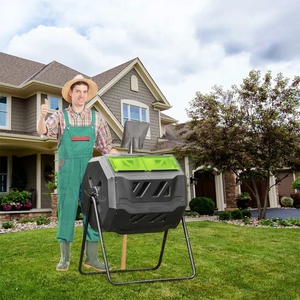 Vertak 160L / 43 Gallons Heavy Duty Rotatable Compost Tumbler Outdoor Garden Plastic Compost Bin with Easy Slide <strong>Doors</strong> - Product Image 4