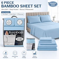Lot de 6 draps de lit en viscose de bambou, taille King/Queen, doux et rafraîchissants, prix d'usine