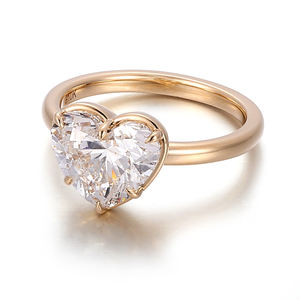 Anillo de Diamante Cultivado en Laboratorio con Corte Corazón de 3 Quilates, Oro Amarillo Sólido de 18K, 14K, 10K, Joyería Fina, Anillos Personalizados para Boda y Compromiso - Product Image 2