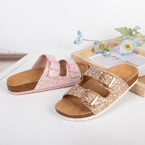 Nuevo diseño brillante <span class=keywords><strong>Mujer</strong></span> verano punta abierta zapatilla transpirable ligero antideslizante suela plana <span class=keywords><strong>sandalias</strong></span> - Product Image 2