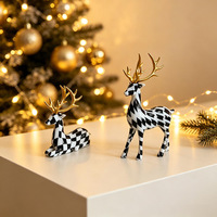 Ensemble de figurines de rennes en plastique, statue de cerf de Noël, sculpture animale pour la décoration de salon et de maison