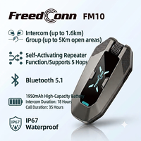 Casque audio FreedConn FM10 Mesh avec batterie 1950mAh, relais intégré, 5 sauts, interphone moto Mesh IP67