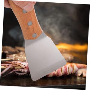 Grattoir <span class=keywords><strong>de</strong></span> nettoyage pour plaque <span class=keywords><strong>de</strong></span> cuisson en acier inoxydable <span class=keywords><strong>de</strong></span> qualité industrielle avec manche en bois, <span class=keywords><strong>spatule</strong></span> <span class=keywords><strong>de</strong></span> nettoyage pour barbecue et cuisine Teppanyaki - Product Image 5