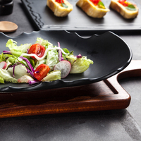 Fantaisie Irrégulière Noir Mat 8 "10" 12 "Assiette de Service en Céramique pour Salade Snack