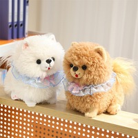 Peluche Pomeranian réaliste, chien moelleux avec collier en dentelle, coussin de sommeil, cadeau, OEM ODM, fabricant en gros sur mesure