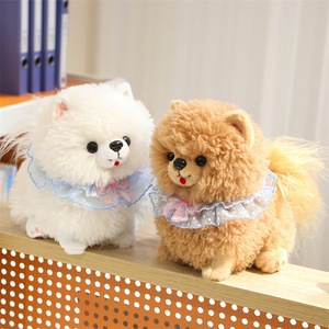 Peluche Pomeranian réaliste, chien moelleux avec collier en dentelle, coussin de sommeil, cadeau, OEM ODM, fabricant en gros sur mesure - Product Image 2