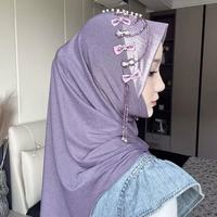 Nuevo Estilo Gorro Hijab Fácil de Poner con Visera, Diseño Princesa, Lentejuelas, Diadema Suave, Gorro Turbante para Mujeres Musulmanas