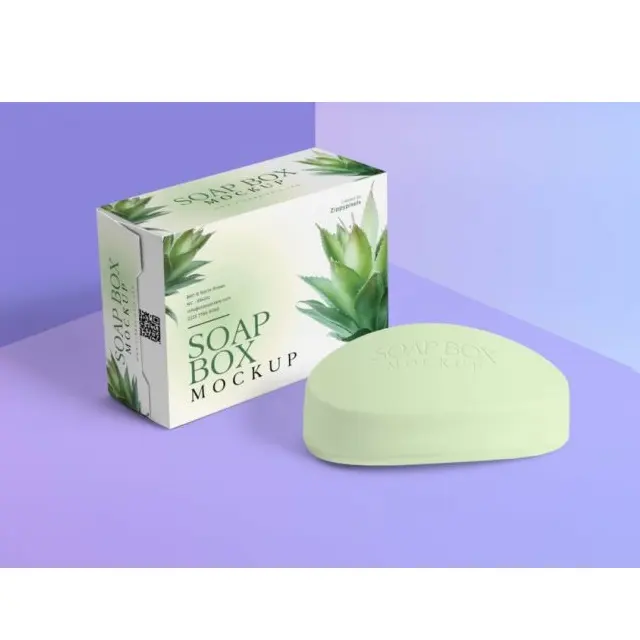Feuille de barre de savon biodégradable recyclable, impression de logo personnalisée, boîte en papier, emballage en carton pour savon fait maison