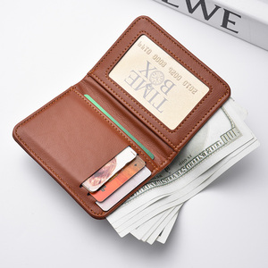 Người đàn ông của tối giản PU da Ví Dọc Phong Cách ID ngân hàng chủ thẻ tín dụng Slim nhỏ Billfold Bifold mở đóng cửa ngắn - Product Image 1