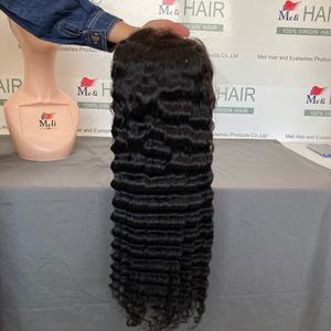 Perfecta para cabello natural con nudos pequeños transparentes, línea de cabello natural, cabello de bebé, popular textura de onda profunda, peluca frontal completa 13x4, 180% de densidad - Product Image 2