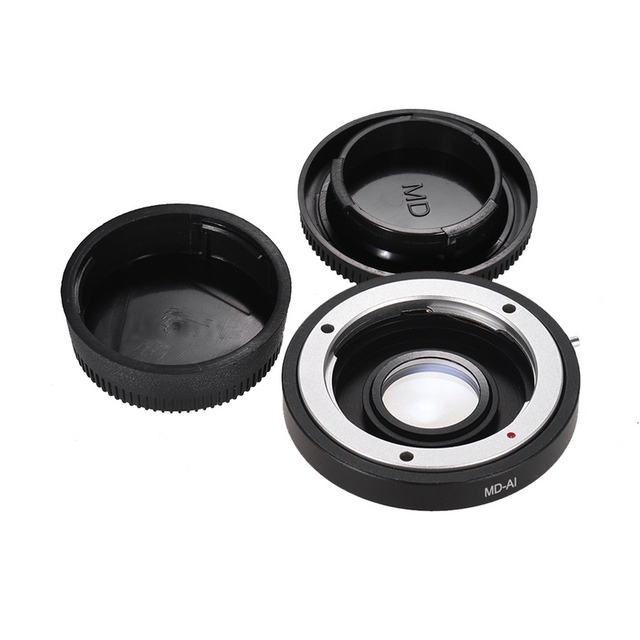 MD-AI Lens Mount Adapter Ring with Corrective Lens for Minolta MD MC Mount Lens to Fit for Nikon AI F Mount Camera