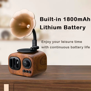 ลำโพงบลูทูธ <span class=keywords><strong>AS90</strong></span> สไตล์เรโทร กำลังขายดี แบตเตอรี่ 1800mAh ชาร์จได้ พร้อมวิทยุ FM ลำโพงวินเทจลายไม้ - Product Image 4