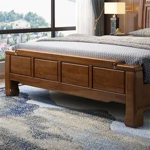 Vente en gros de lits en bois Lit double simple mobilier de chambre à coucher Lit chinois en bois de luxe léger