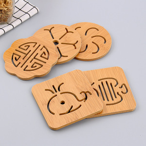 Sous-plat en bois isolant thermiquement, forme carrée ou ronde, créatif, antidérapant, pour la cuisine, utilisation domestique - Product Image 4