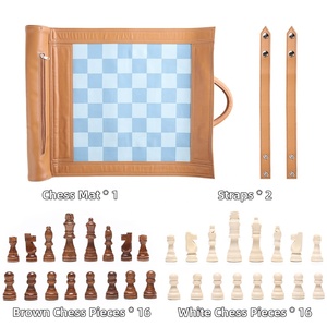 Cá nhân làm bằng tay cao cấp chuyên nghiệp PU da du lịch thân thiện Roll-up trò chơi cờ vua với túi lưu trữ - Product Image 5