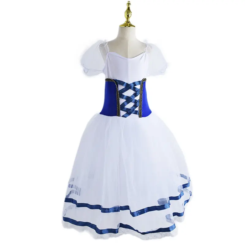 My098 saia tutu de balé com lantejoulas azul fantasia de dança para performance de palco tricot azul linda menina