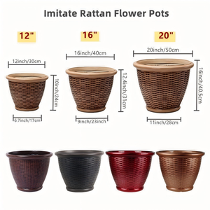 Étagère à <span class=keywords><strong>plantes</strong></span> en <span class=keywords><strong>plastique</strong></span> effet rotin écologique avec trou de drainage, emballage prêt <span class=keywords><strong>pour</strong></span> les programmes de centres de jardinage - Product Image 2