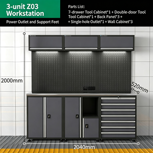 Armoire de rangement pour outils robuste, armoire en acier à double porte avec serrure, étagères réglables pour garage, atelier, réparation automobile - Product Image 3
