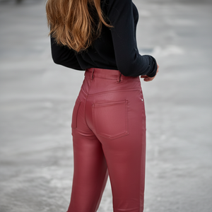 Jeggings tendance en similicuir pour femmes, pantalons legging extensibles avec poches, fabricant de tailles régulières et plus, fournisseurs d'usine - Product Image 1