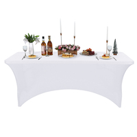 Housse de table rectangulaire ajustée en polyester/spandex tissé moderne 140 g/m² personnalisable, résistante à l'huile, pour mariage, fête, patio, événement, extensible, 6 pieds