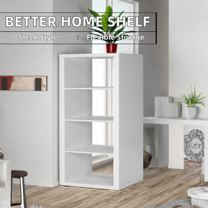 Mueble de Salón Moderno de Madera Blanca con 4 Cubos de Almacenamiento, Organizador y Estante de Exhibición - Product Image 2