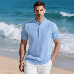 Production personnalisée de demi-cardigans pour hommes d'Europe et d'Amérique, T-shirt avec imprimé décontracté Cedar, respirant - Product Image 1