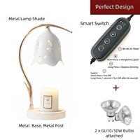 Lampe de table en métal moderne, écologique et créative, chauffe-cire électrique pour bougies d'aromathérapie, à intensité variable, forme cloche blanche