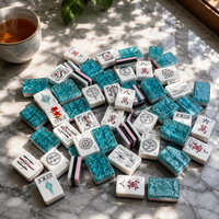 Ensemble de Mahjong de Luxe Ava Factory, Tuiles de Mahjong Américaines en Acrylique Gravées Personnalisées, Bleu Céladon, pour Soirée de Jeu en Famille, Cadeau