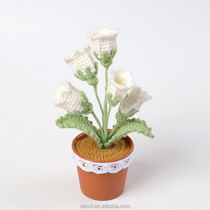Flores artificiales Bellflower Planta en <span class=keywords><strong>maceta</strong></span> Punto a mano Crochet Lily of the Valley Lana - Product Image 4